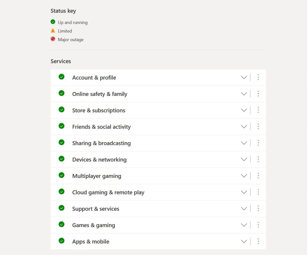 Xbox Service status