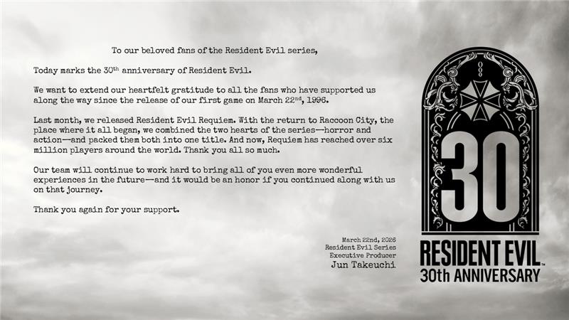 Resident Evil 30th anniversary message