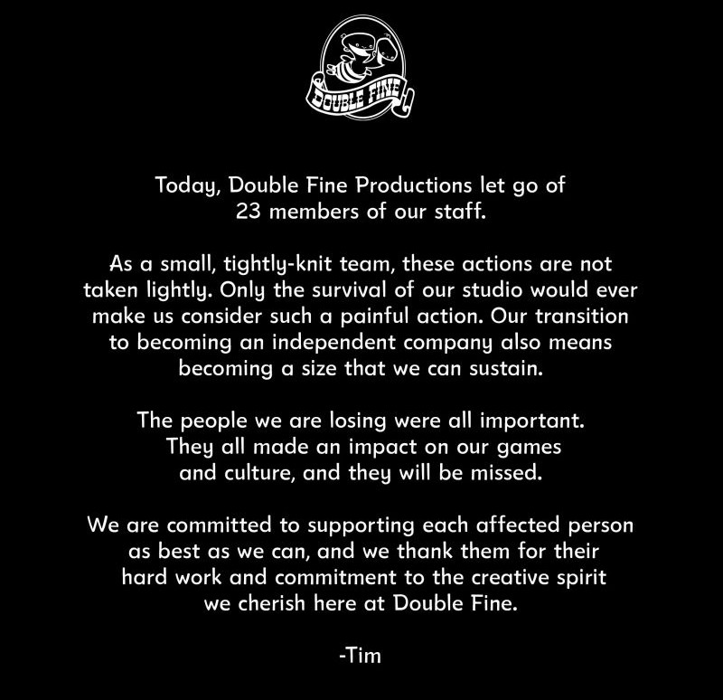 Double Fine Production statement