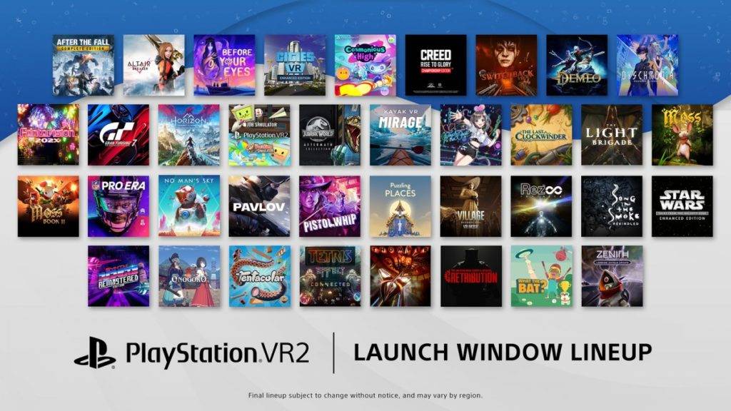 List of some of the games that will launch with the PSVR2