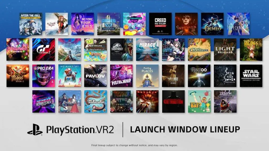 List of some of the games that will launch with the PSVR2