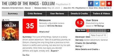 The Lord of the Rings - Gollum - Metacritic