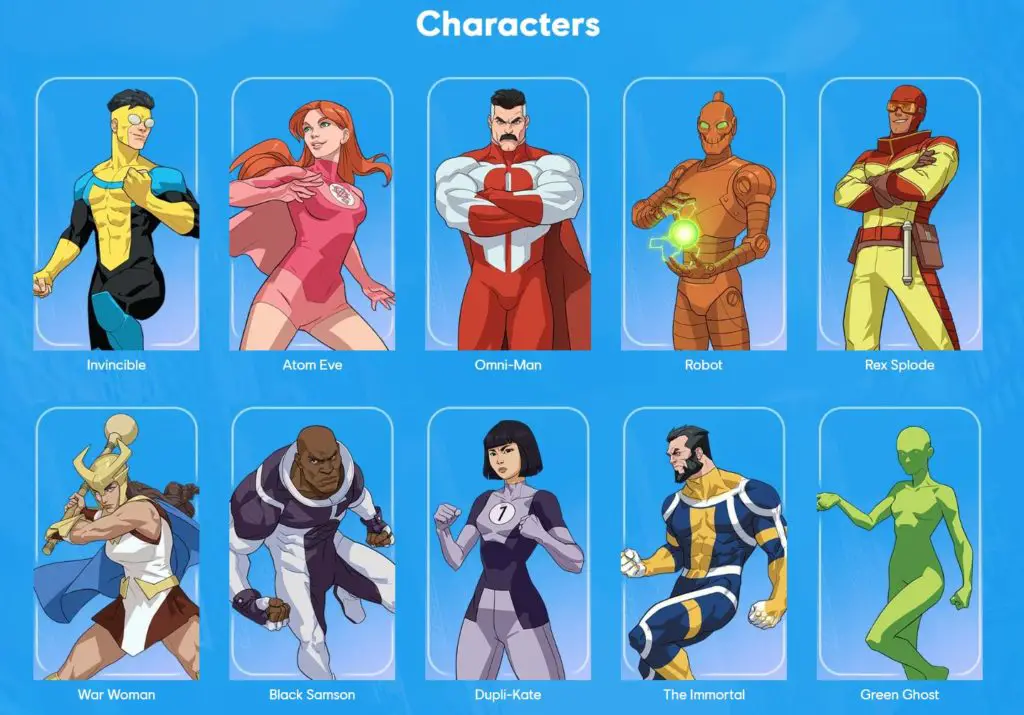Character roster for Invincible Guarding the Globe
