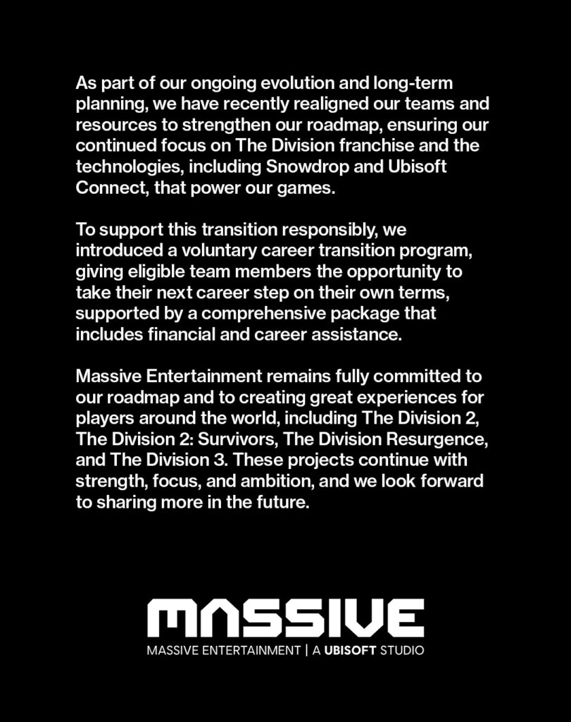 Massive Entertainment message
