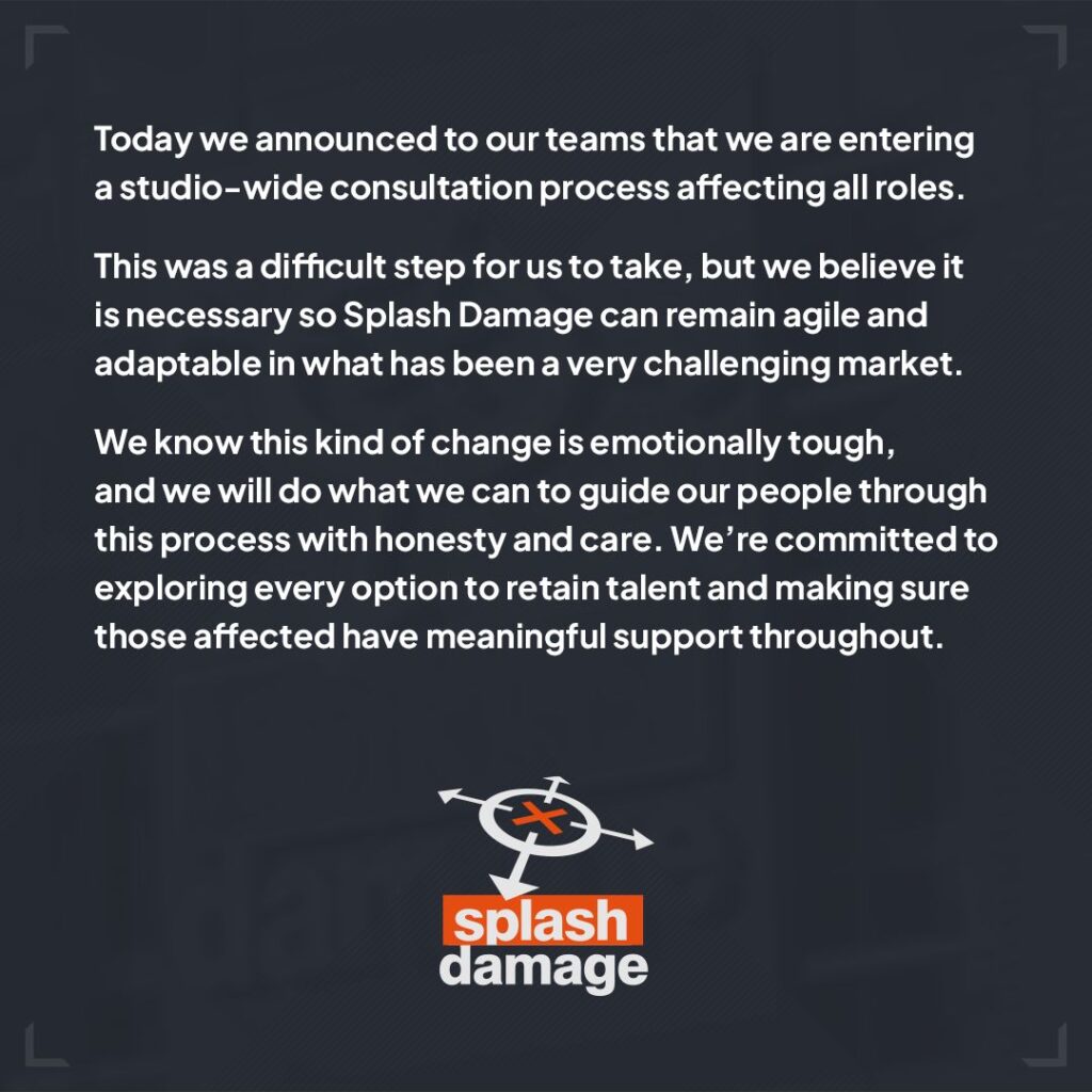 Splash Damage official statement